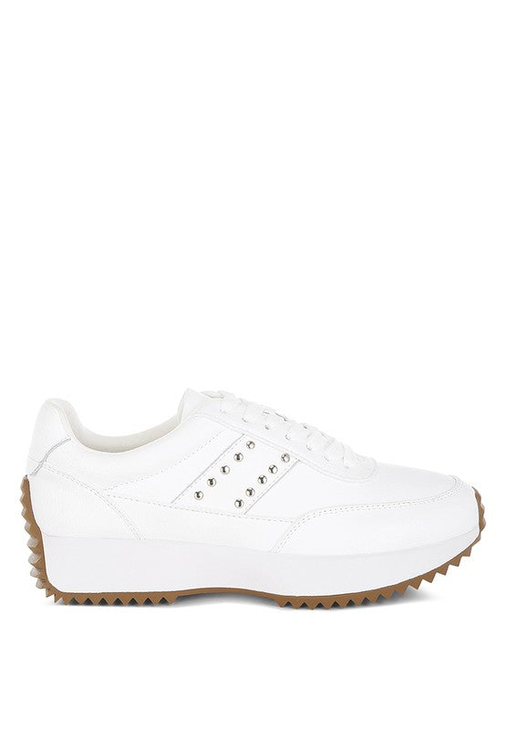 Athion Studded Real Leather Sneakers - Tigbul's Variety Fashion Shop