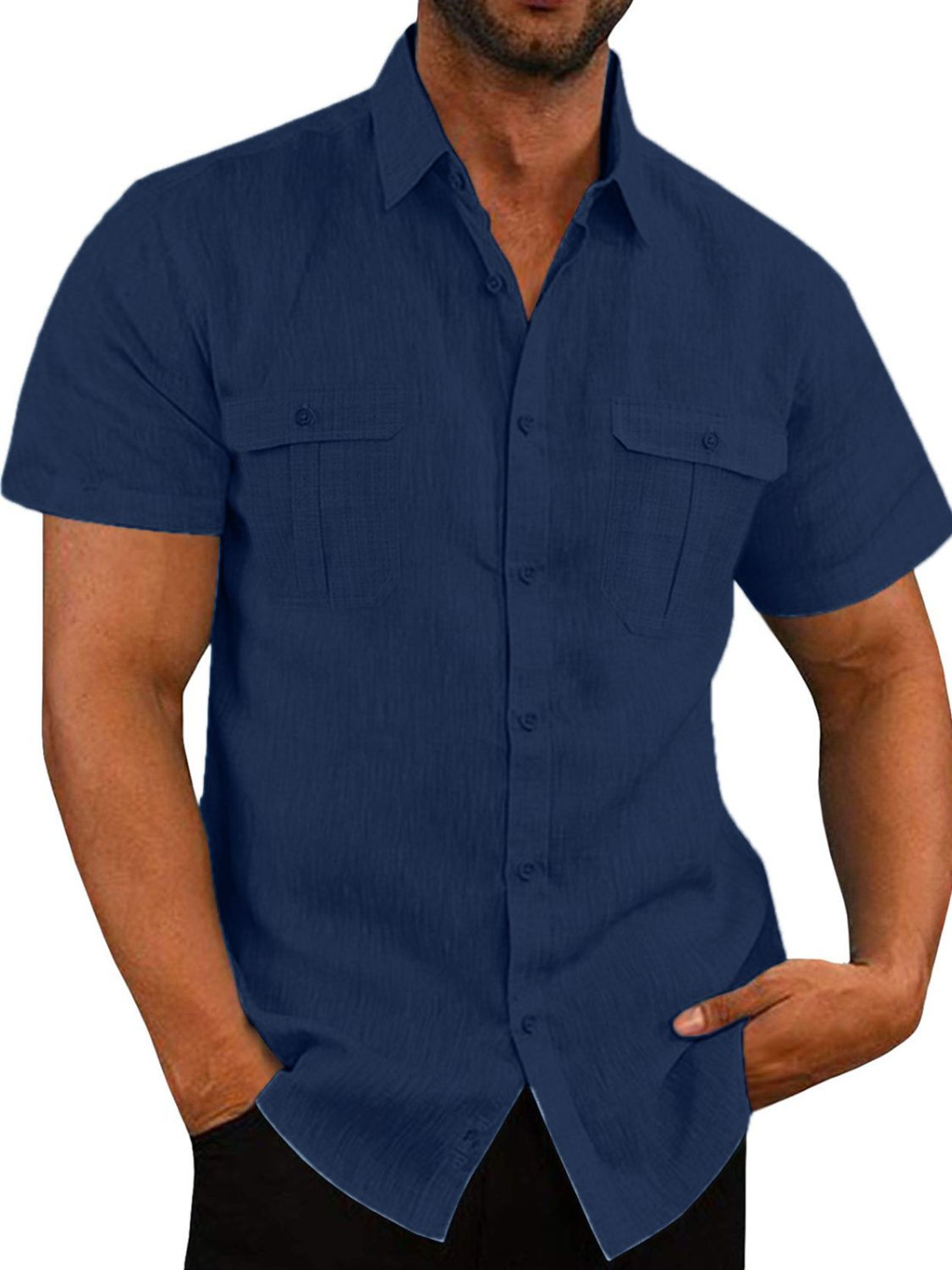 Men's Plus Size Collared Neck Short Sleeve Shirt - Tigbul's Variety Fashion Shop