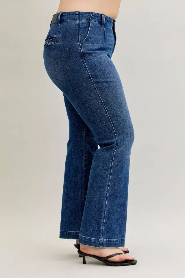Judy Blue Full Size Mid Rise Bootcut Jeans with Welt Pockets Plus Size - Tigbul's Variety Fashion Shop