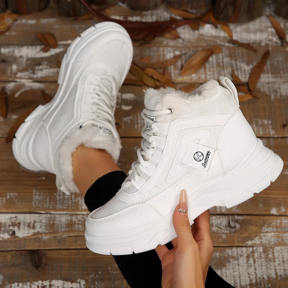 High-Top Platform Chunky Sneaker Boots Lace-Up - Tigbul's Variety Fashion Shop