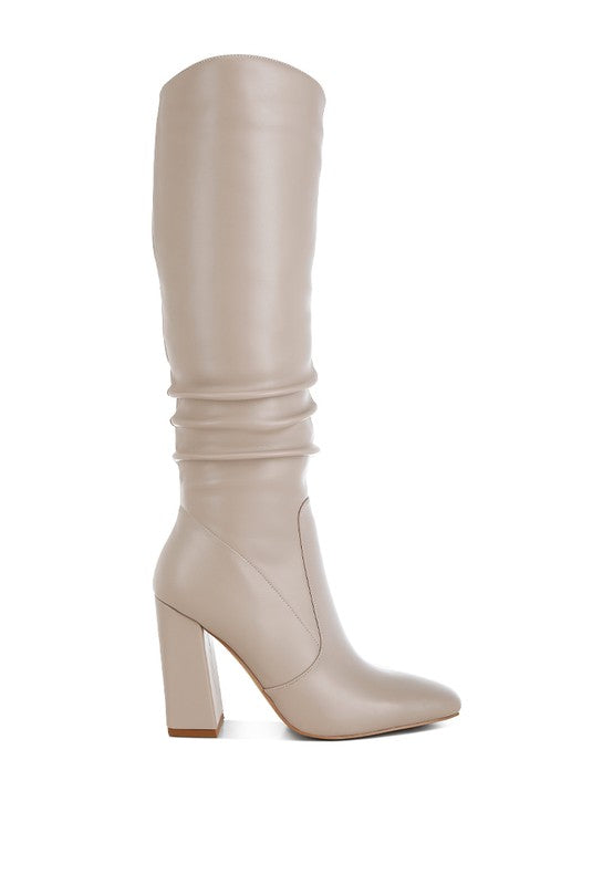 Yanir Slouchy Shaft 4" Heel Knee-High Boots - Tigbul's Variety Fashion Shop