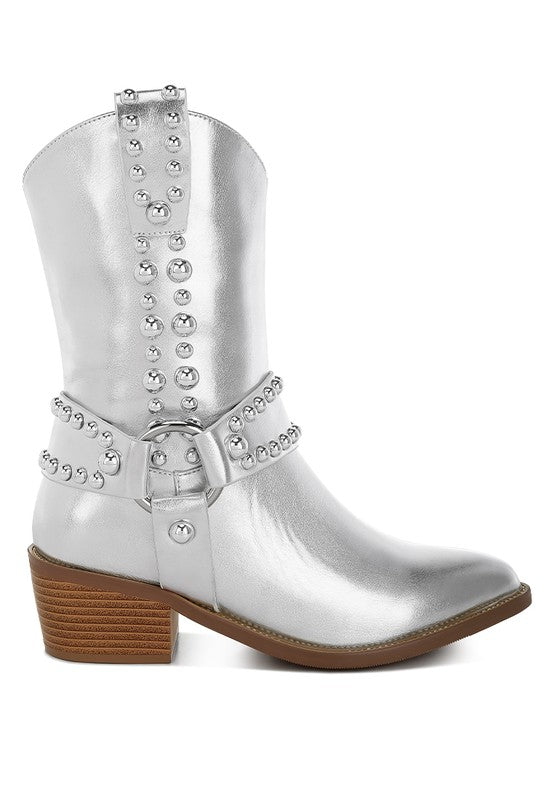 Altair Studded Harness Detail Boots - Tigbul's Variety Fashion Shop