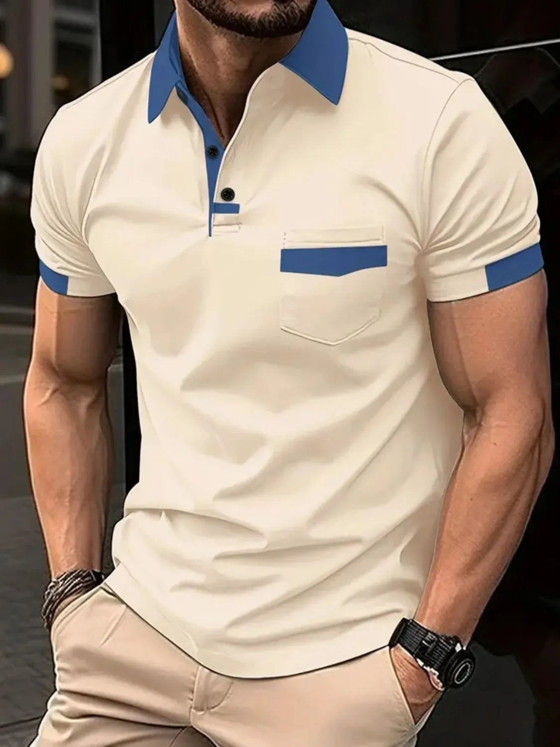 Men's Full Size Contrast Collared Neck Short Sleeve Polo Plus Size - Tigbul's Variety Fashion Shop