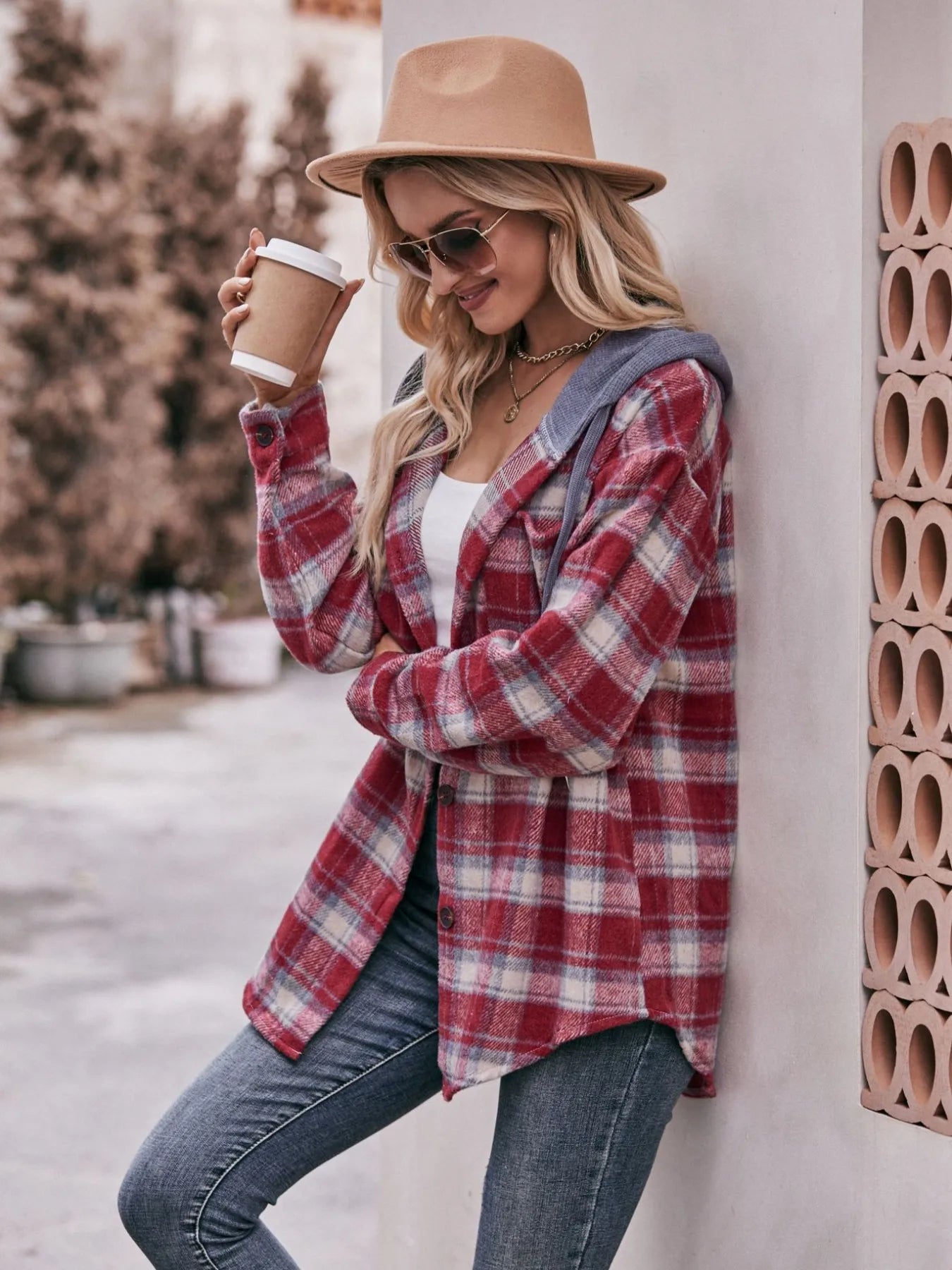 Oversized Plaid Button Up Shacket - Tigbul's Variety Fashion Shop
