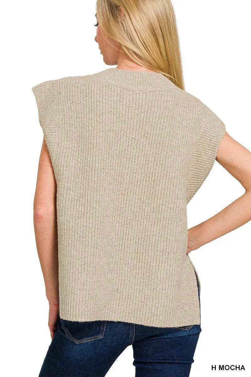 Zenana Oversized Sweater Vest with Side Slit - Tigbul's Variety Fashion Shop