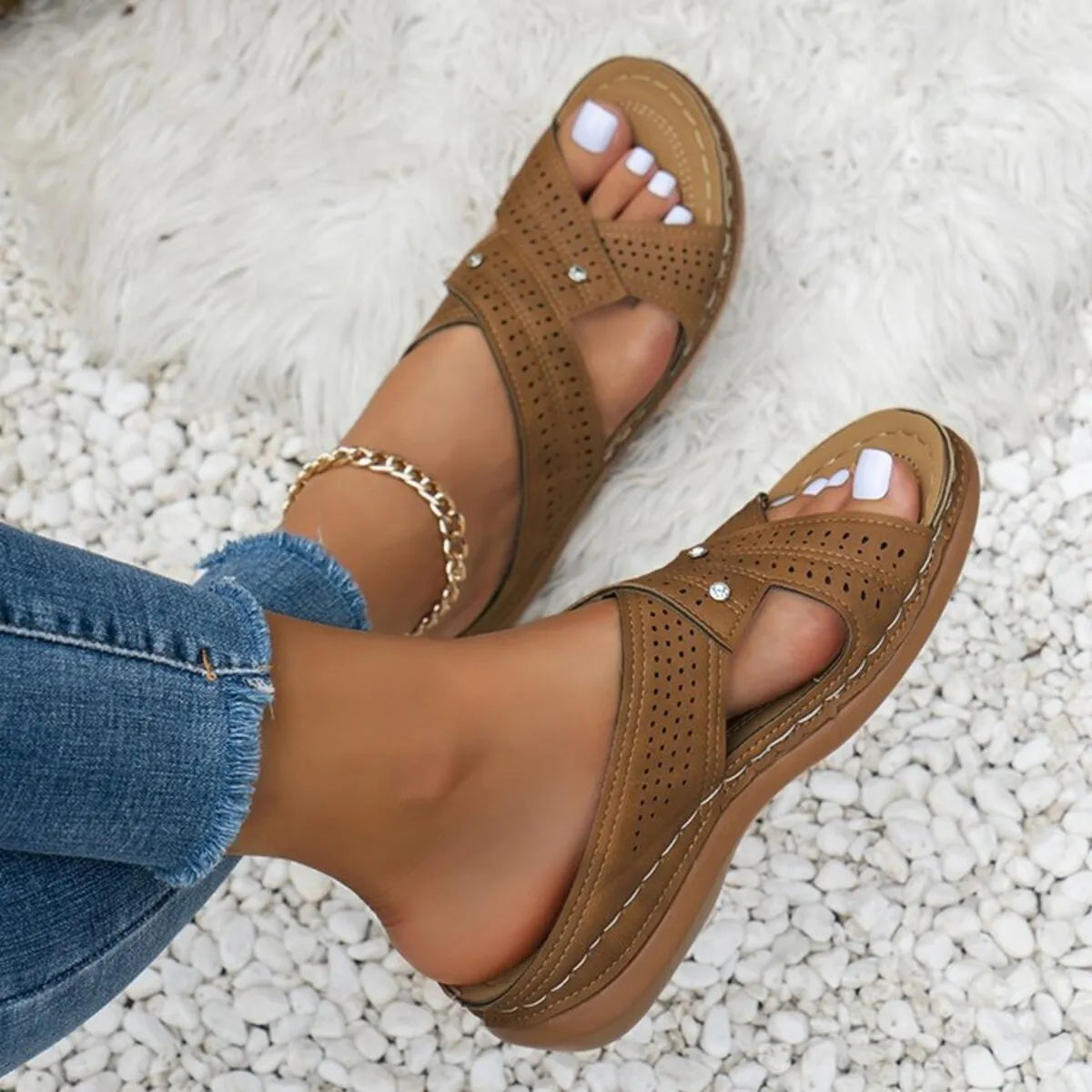 Open Toe Wedge Sandals - Tigbul's Variety Fashion Shop