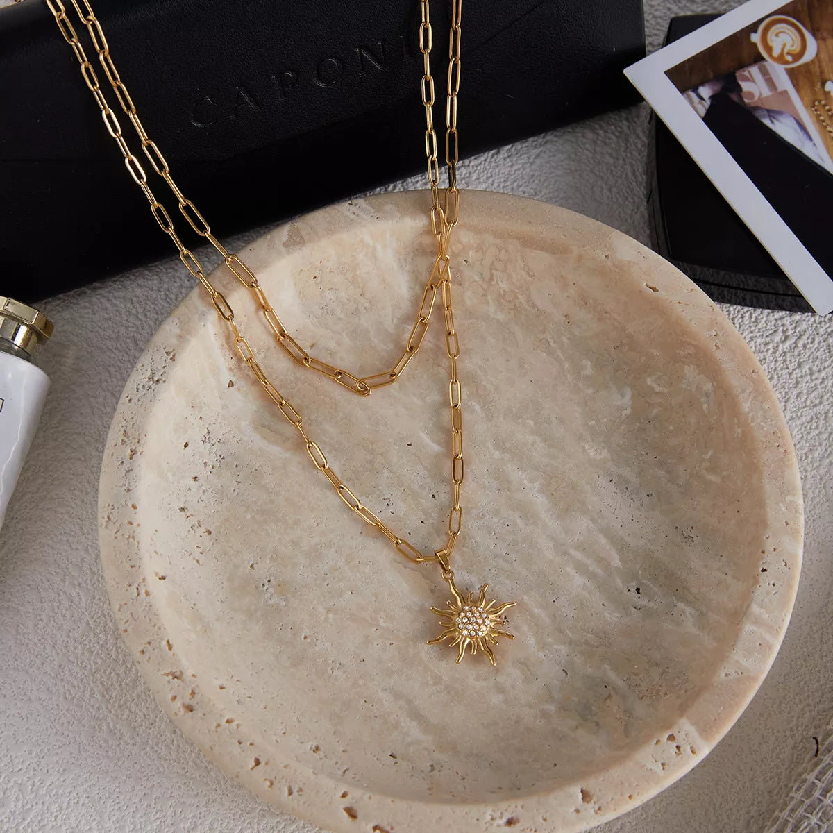 18K Gold-Plated Double Layered Pendant Necklace - Tigbuls