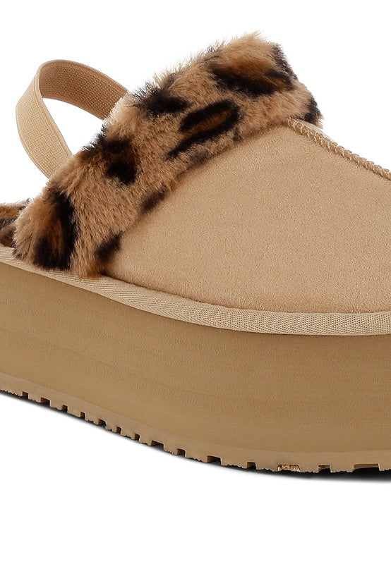 Kutchu Leopard Faux Fur Platform Classic Slingback - Tigbul's Variety Fashion Shop