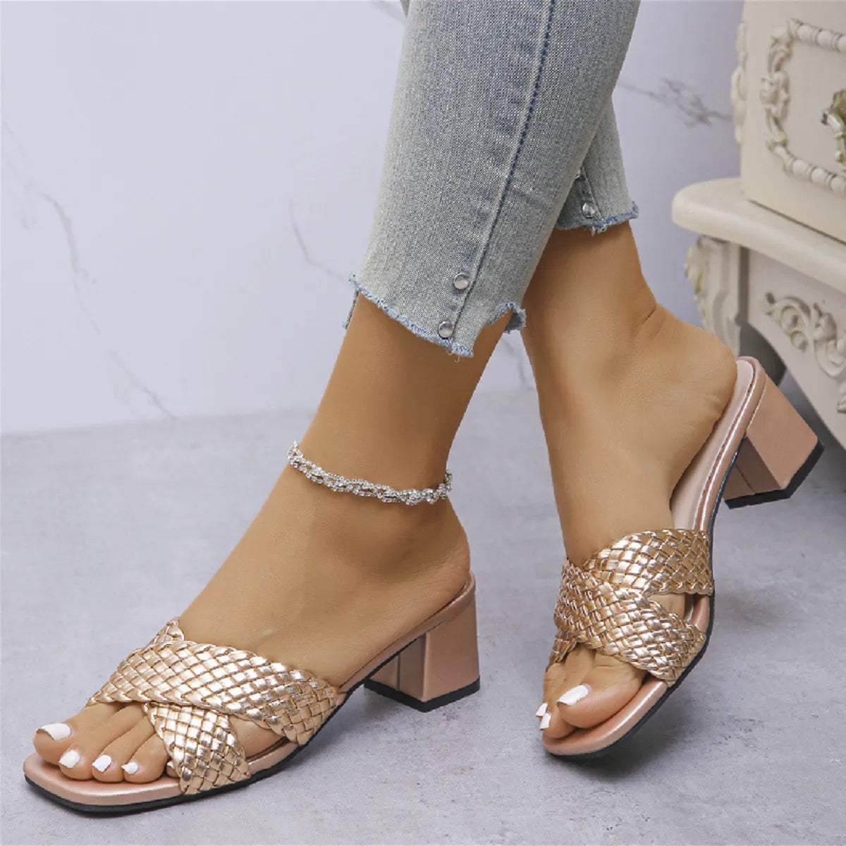 Crisscross Block Heels Sandals - Tigbul's Variety Fashion Shop
