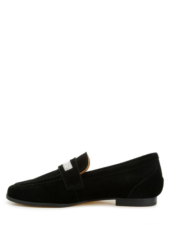 New Ode Rhinestone Penny Strap Loafers Loafers - Tigbul's Variety Fashion Shop