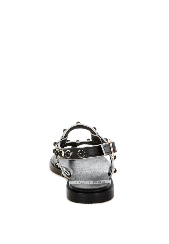 Avens Pearl Rivet Studded Flats - Tigbul's Variety Fashion Shop
