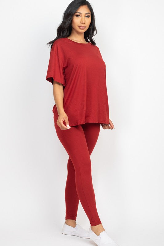 Oversized T-shirt & Leggings Set - Tigbul's Variety Fashion Shop