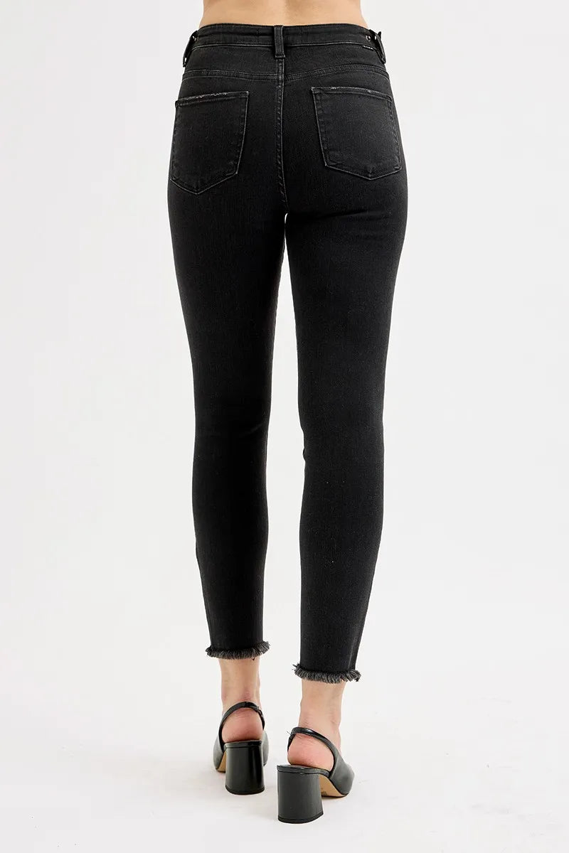 RISEN Full Size Tummy Control High Rise Adjustable Waist Skinny Jeans Plus Size - Tigbul's Variety Fashion Shop