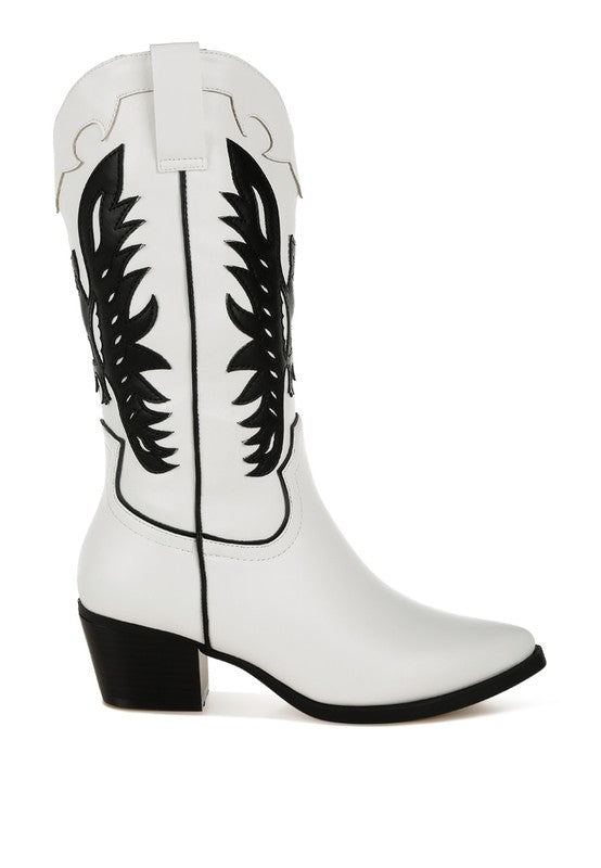 Thistle Winged Patchwork Cowboy Boots - Tigbul's Variety Fashion Shop
