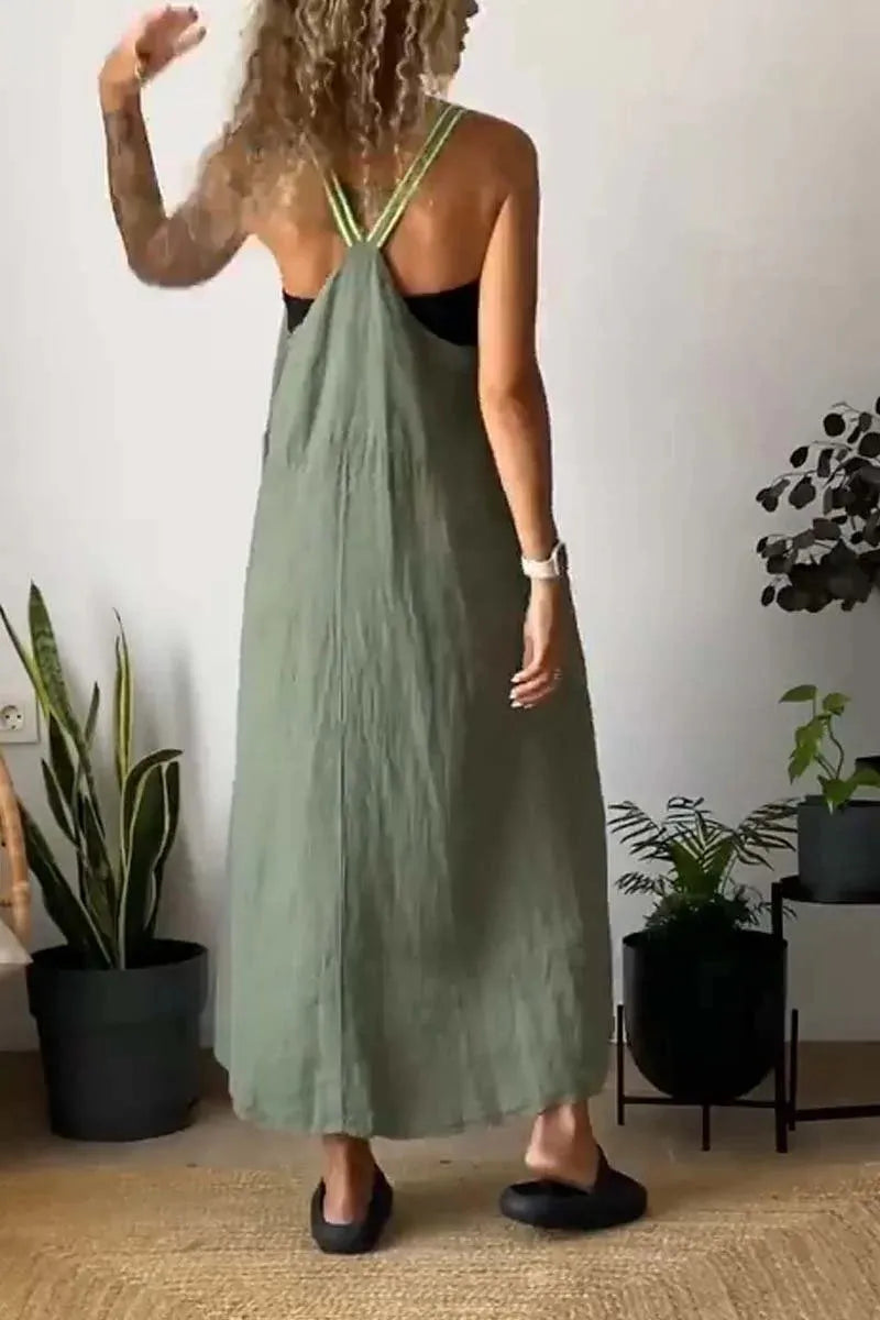 Ruched Cami Maxi Dress with Pockets Size Small - 5XL Plus - Tigbul's Variety Fashion Shop