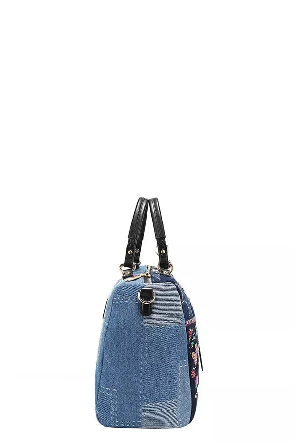 Nicole Lee USA Bosque De Amor Denim Boston Bag - Tigbul's Variety Fashion Shop