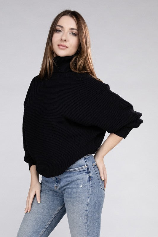 Viscose Dolman Sleeve Turtleneck Sweater - Tigbul's Variety Fashion Shop
