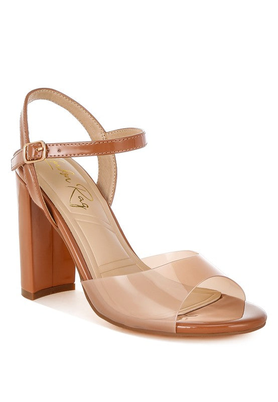 Kessel Tinted Clear Strap Block Heel Sandals - Tigbul's Variety Fashion Shop