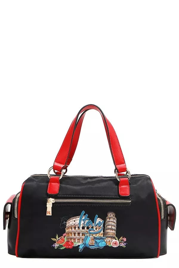 Nicole Lee USA Martha Travels Italy Wide Handbag with Rhinestones - Tigbul's Variety Fashion Shop