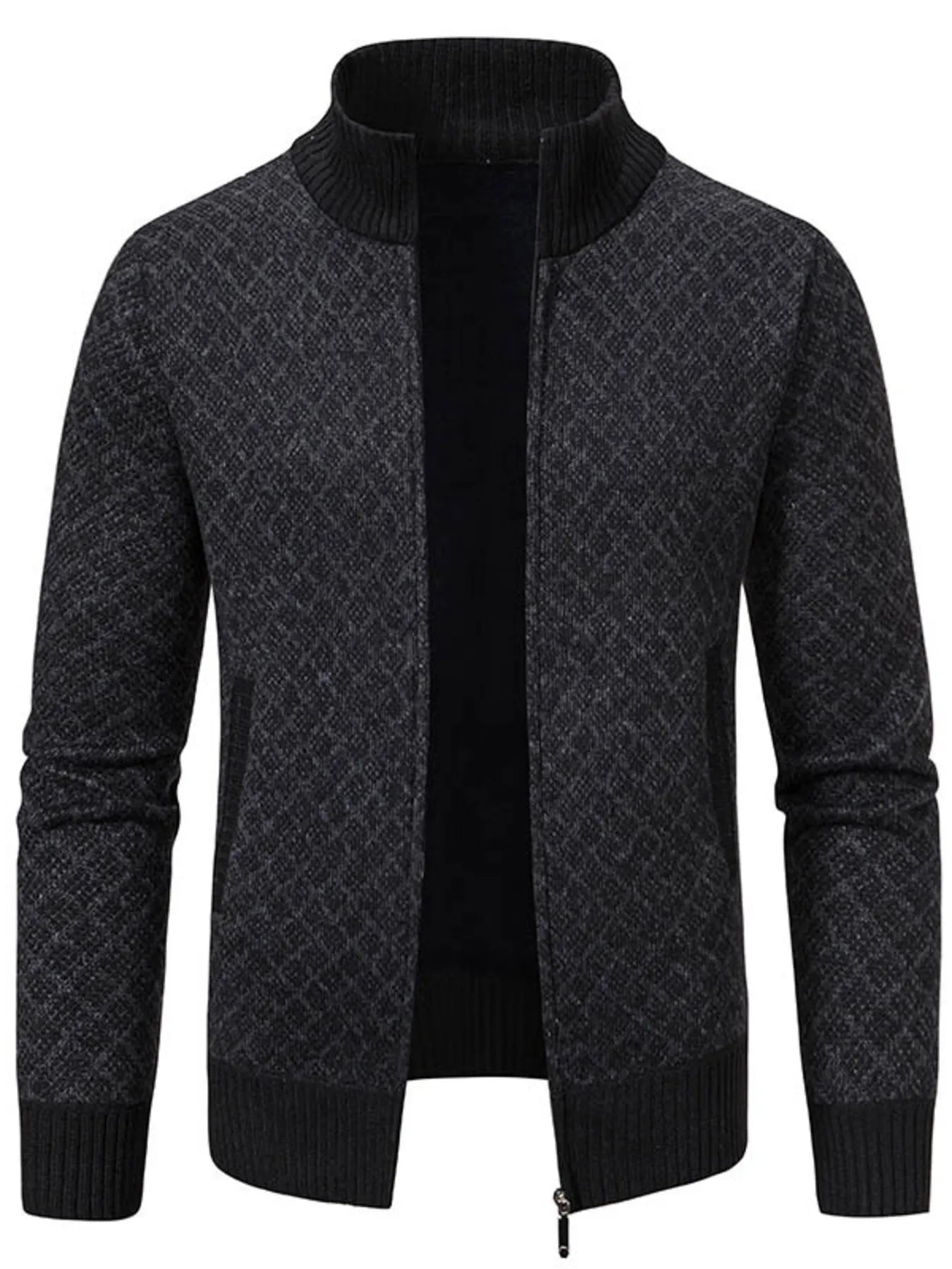 Men's Plus Size Zip-Up Knit Cardigan - Tigbul's Variety Fashion Shop