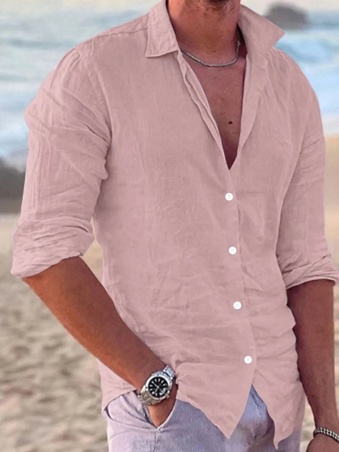 Men's Full Size Button Up Long Sleeve Shirt Plus Size - Tigbul's Variety Fashion Shop