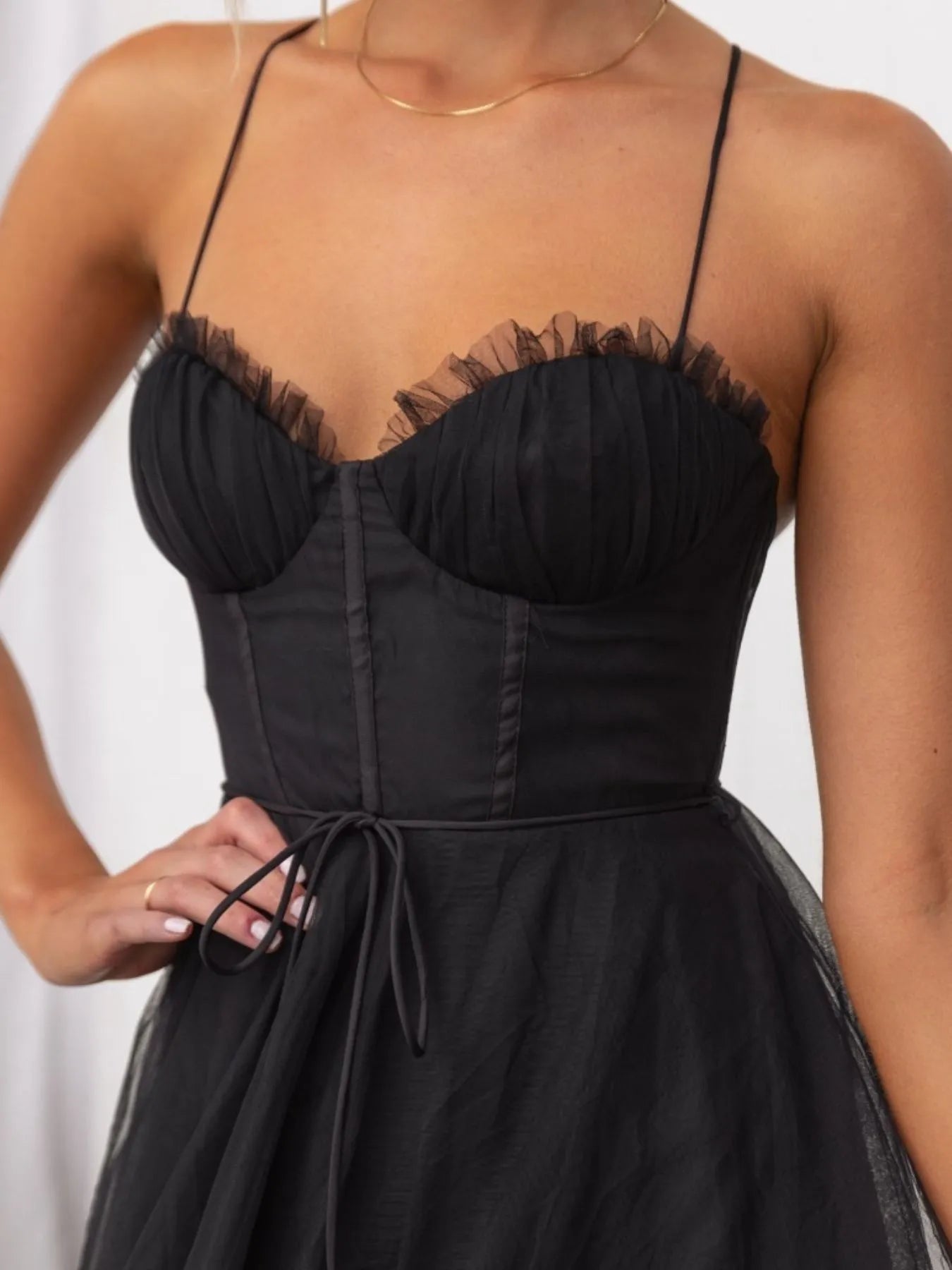 Sweetheart Neck Tulle Midi Dress - Tigbul's Variety Fashion Shop