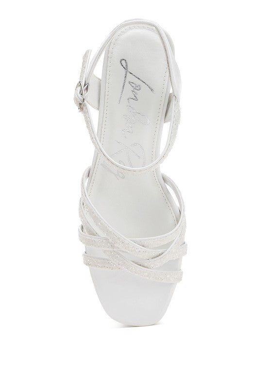 Sparks Fly Glitter Strappy Block Sandals - Tigbul's Variety Fashion Shop