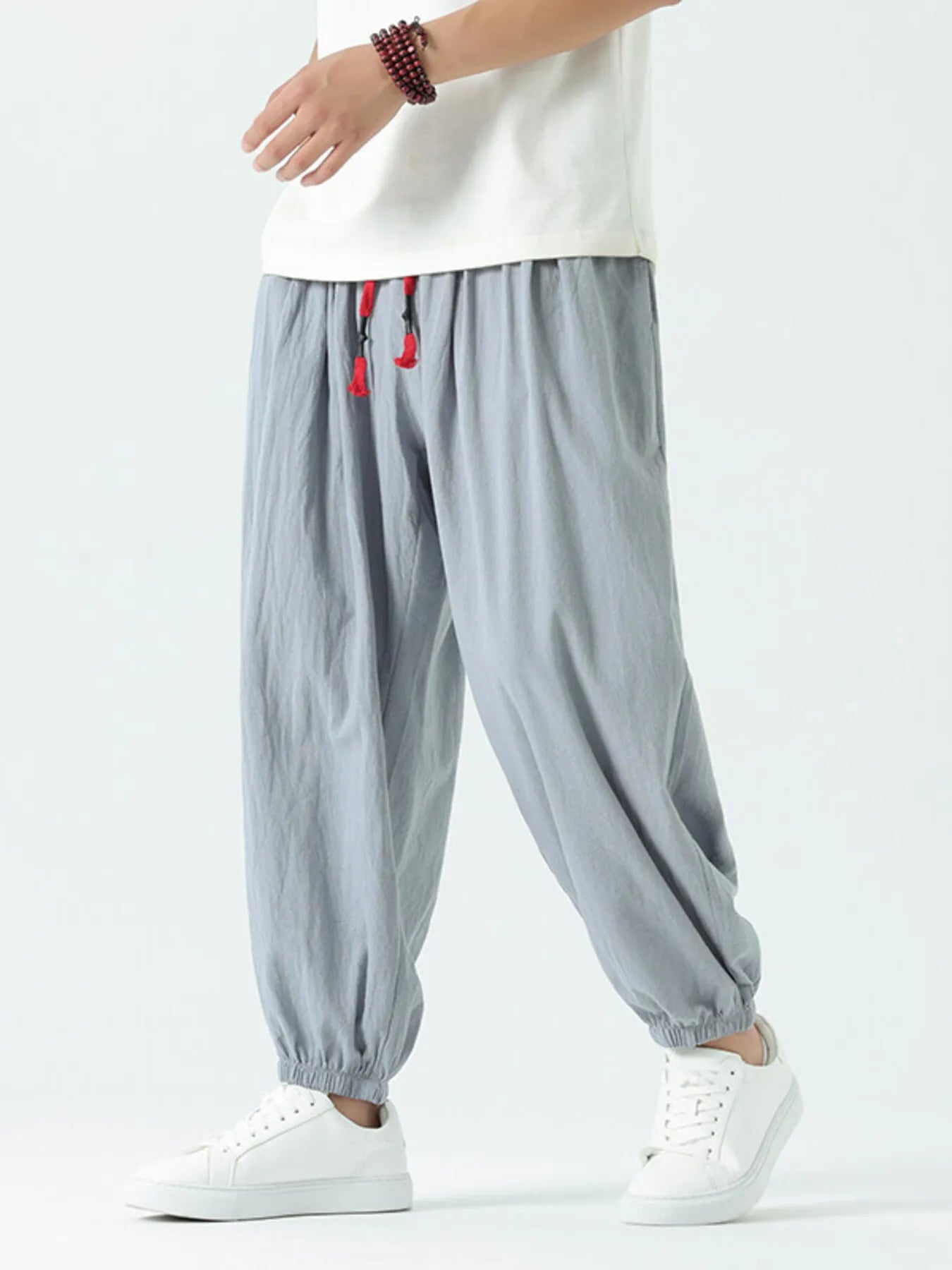 Men's Drawstring Wide Leg Relaxed Fit Pants - Tigbul's Variety Fashion Shop