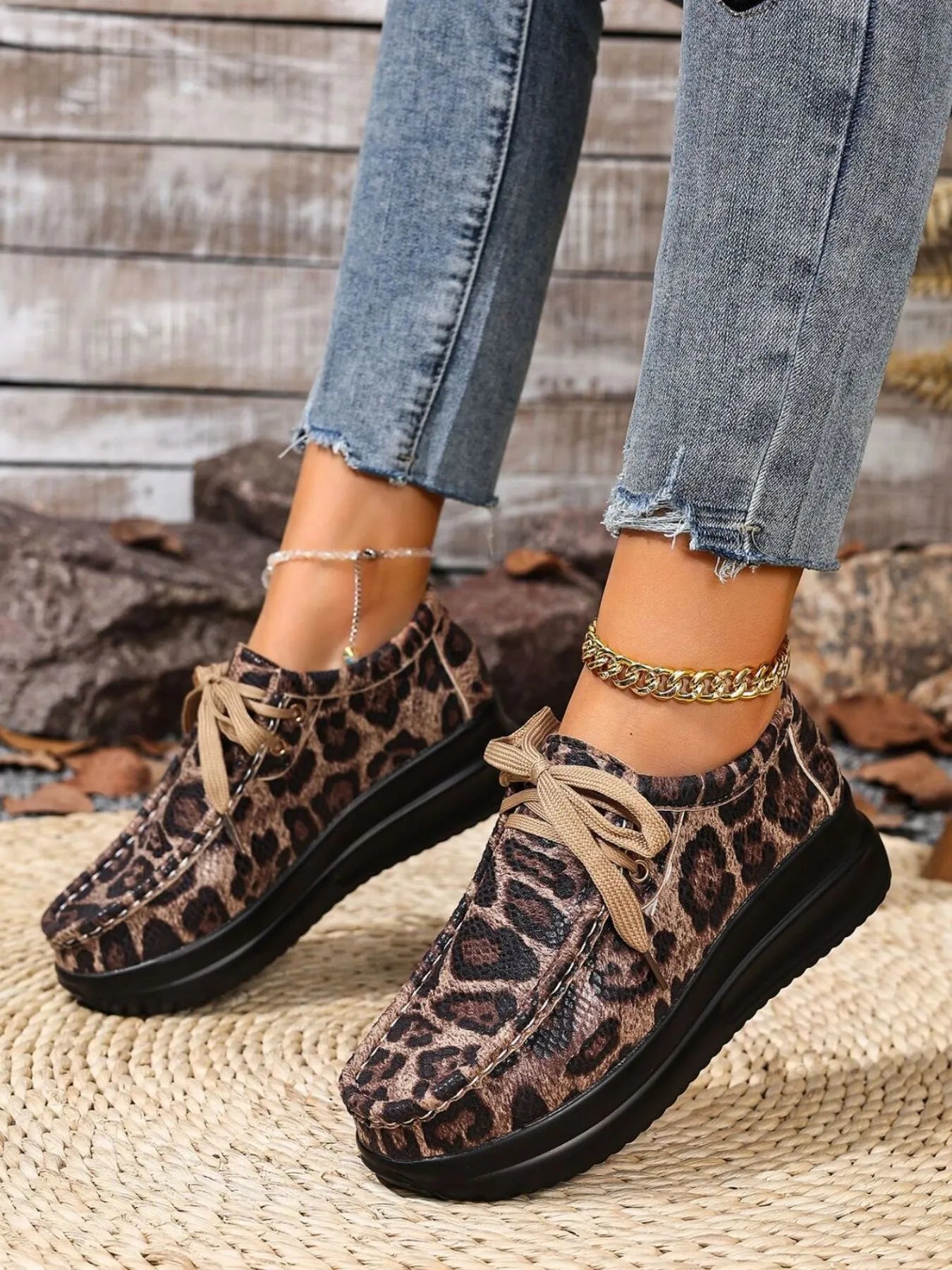 Leopard Round Toe Platform Loafers - Tigbul's Variety Fashion Shop