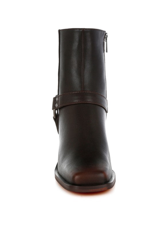 Baccata Elevated Harness Detail Ankle Boots - Tigbul's Variety Fashion Shop