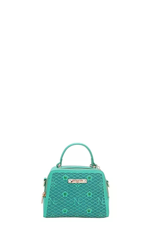 Nicole Lee USA Vegan Geometric Pattern Structured Handbag - Tigbul's Variety Fashion Shop