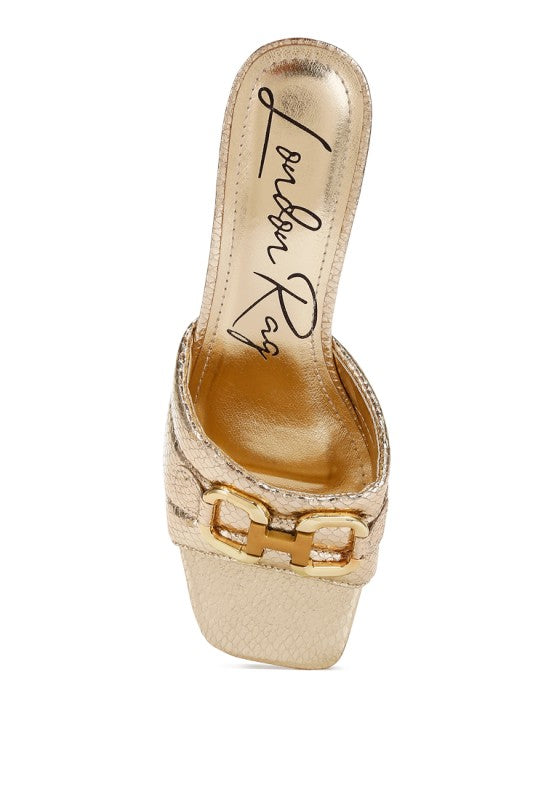 Bellamy Horsebit Detail Snake Print Sandals - Tigbul's Variety Fashion Shop