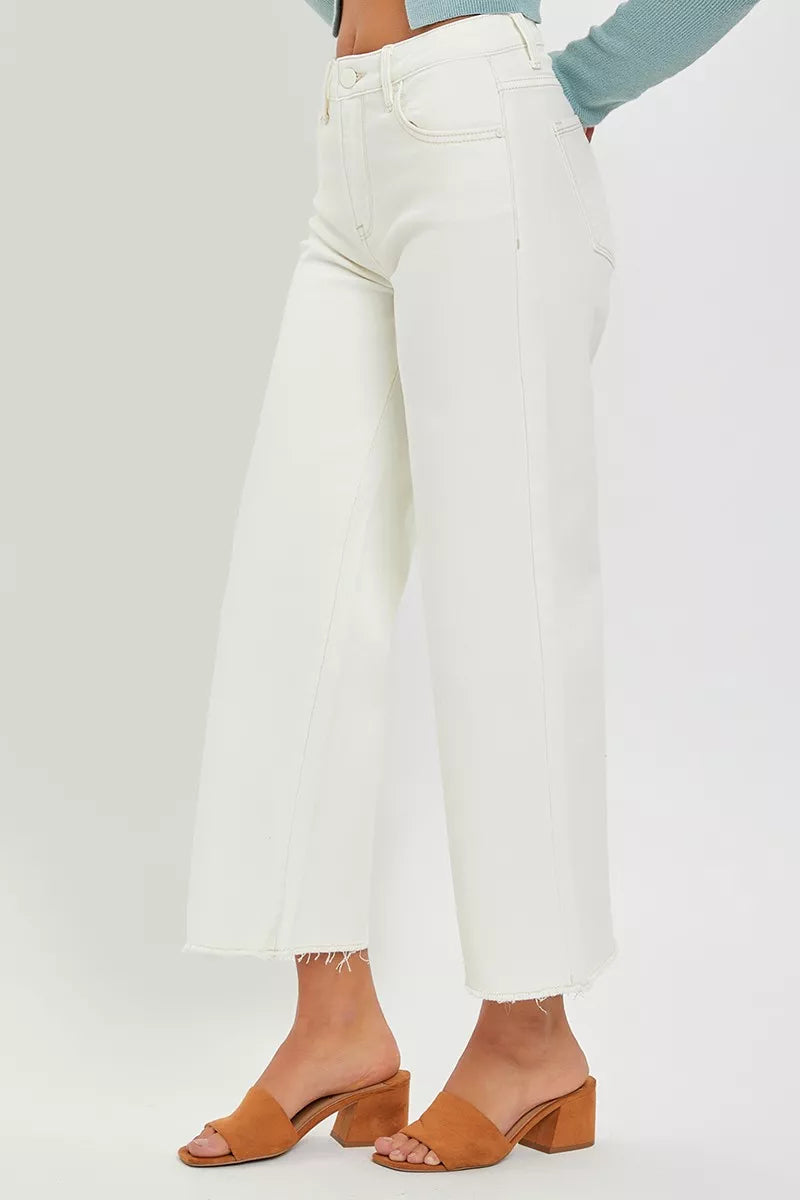 RISEN Tummy Control High Rise Crop Wide Jeans - Tigbul's Variety Fashion Shop