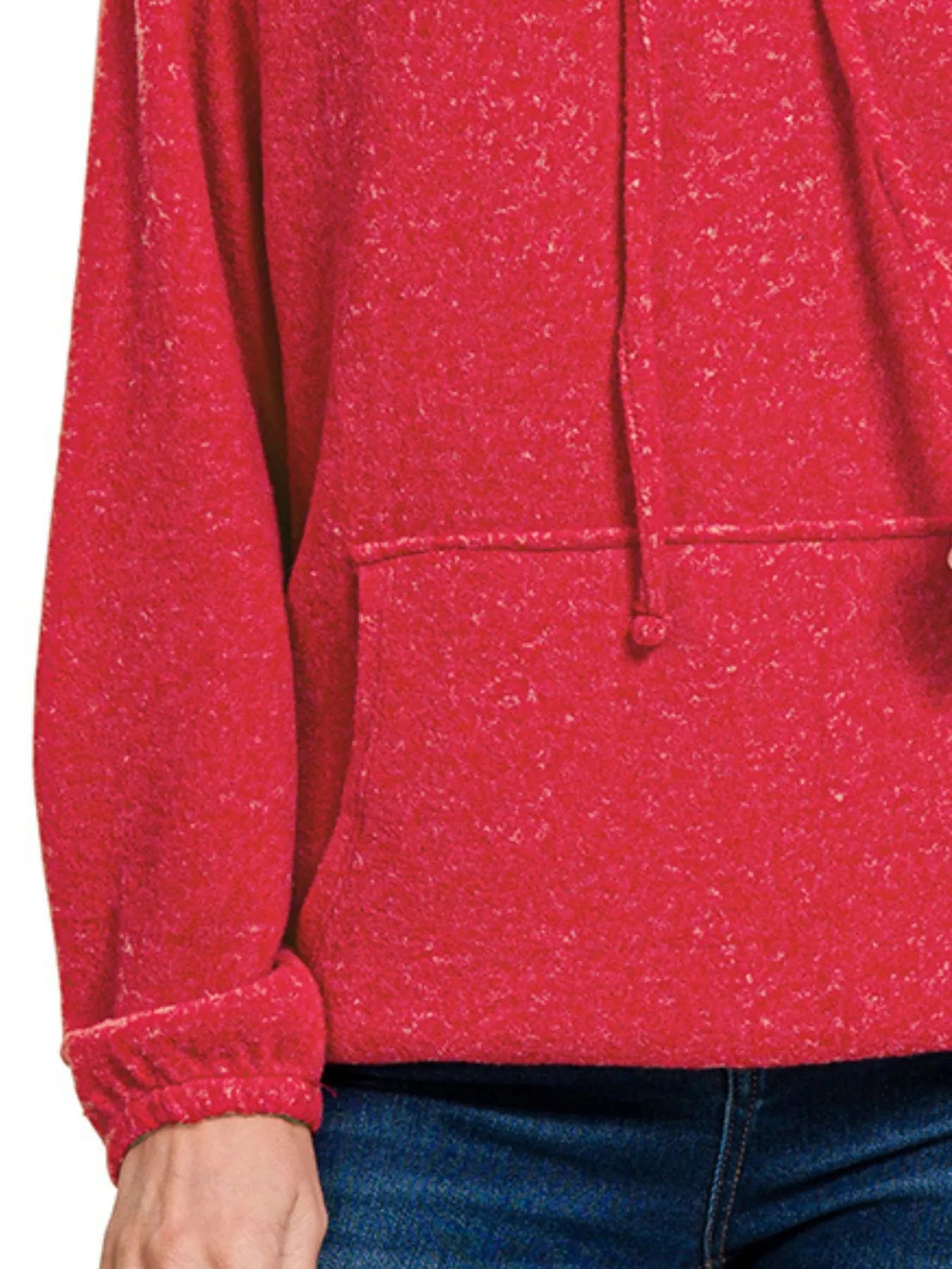 Zenana Brushed Hacci Melange Hooded Sweater - Tigbul's Variety Fashion Shop