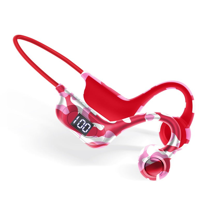 AKZ-G9 Graffiti Bone Conduction Wireless Bluetooth Earphones Insert Card Digital Display Hanging Ear Wireless Earphones - Tigbul's Variety Fashion Shop
