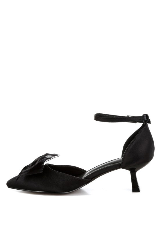 Cadell Bow Detail Satin Sandals - Tigbul's Variety Fashion Shop