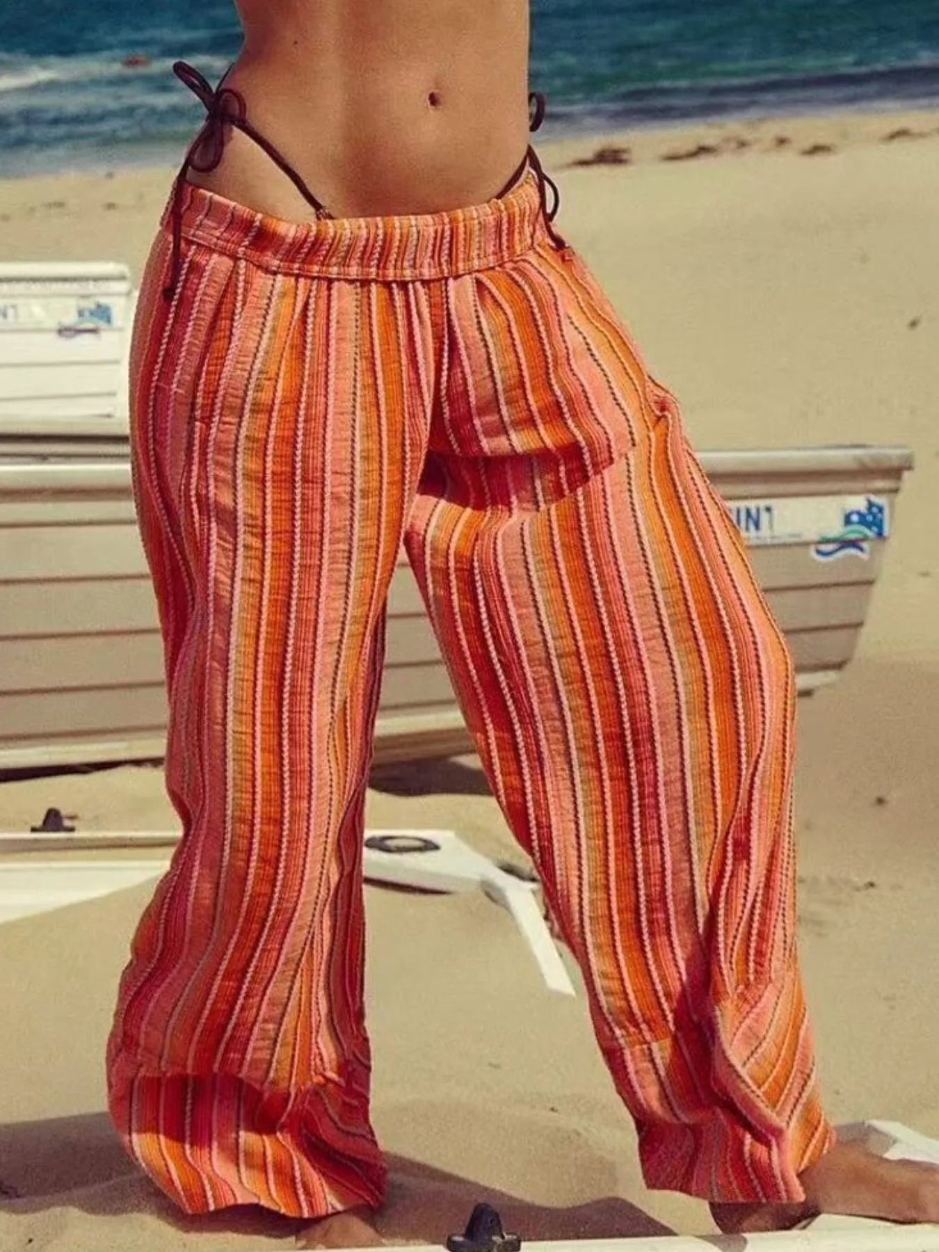 Striped Wide Leg Pants - Tigbul's Variety Fashion Shop