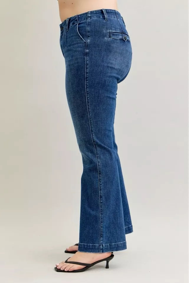 Judy Blue Full Size Mid Rise Bootcut Jeans with Welt Pockets Plus Size - Tigbul's Variety Fashion Shop
