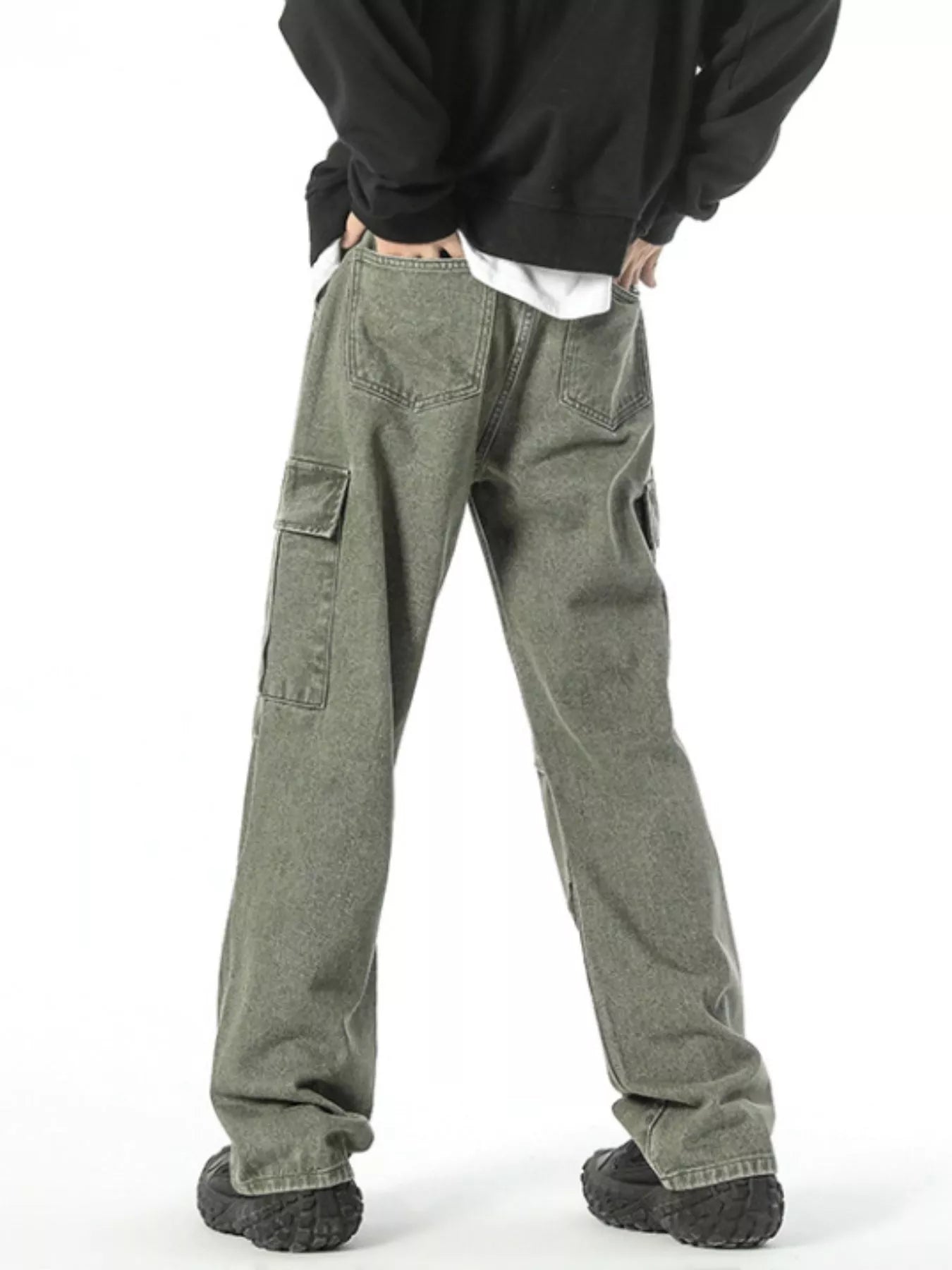 Men's Full Size Wide Leg Cargo Jeans Plus Size - Tigbul's Variety Fashion Shop