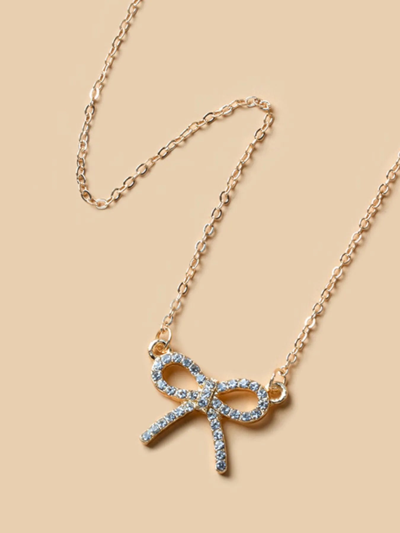 Zircon Bow Pendant Necklace - Tigbul's Variety Fashion Shop