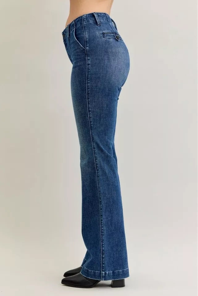 Judy Blue Full Size Mid Rise Bootcut Jeans with Welt Pockets Plus Size - Tigbul's Variety Fashion Shop