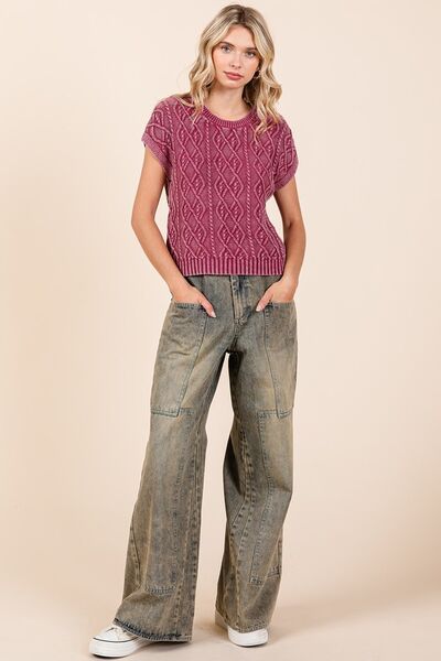 Denim Washed Wide Leg Jeans with Pockets - Tigbul's Variety Fashion Shop