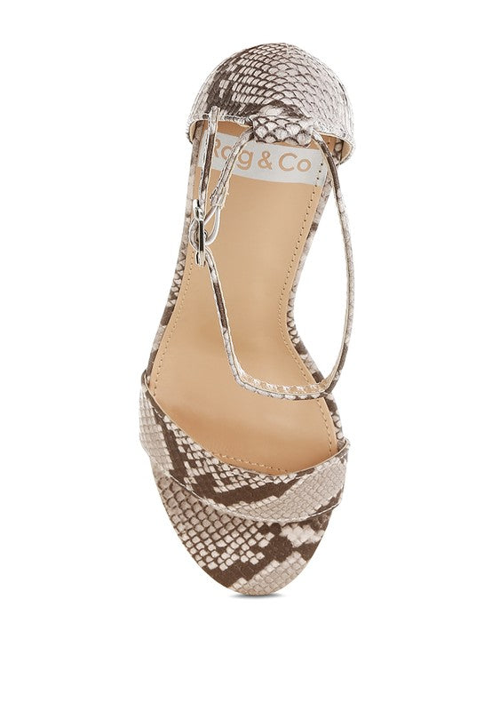 Kodor Snake Print Slim Wedge Heel Sandals - Tigbul's Variety Fashion Shop