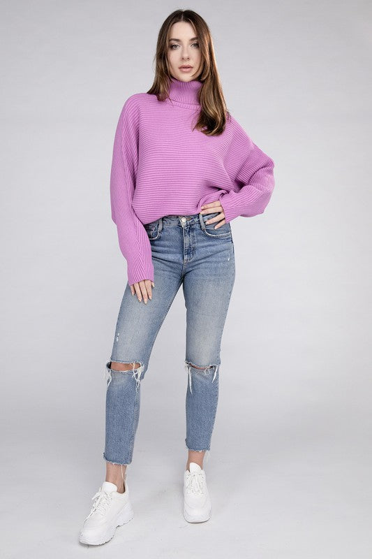 Viscose Dolman Sleeve Turtleneck Sweater - Tigbul's Variety Fashion Shop