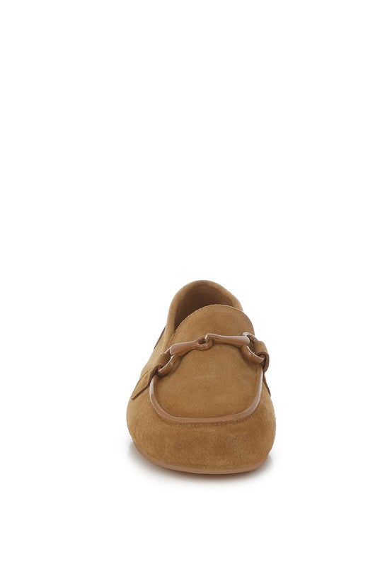 Awen Monochromatic Horsebit Real Suede Loafers - Tigbul's Variety Fashion Shop