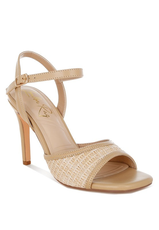 Vilasta Raffia Square Toe Stiletto Heels - Tigbul's Variety Fashion Shop