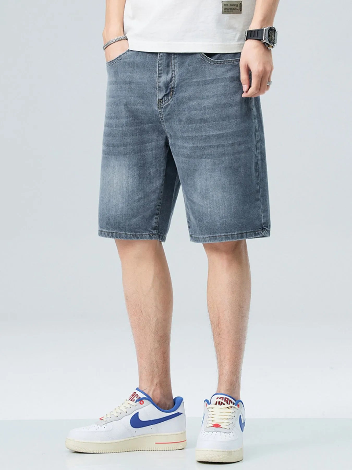 Men's Washed Denim Shorts with Pockets - Tigbul's Variety Fashion Shop