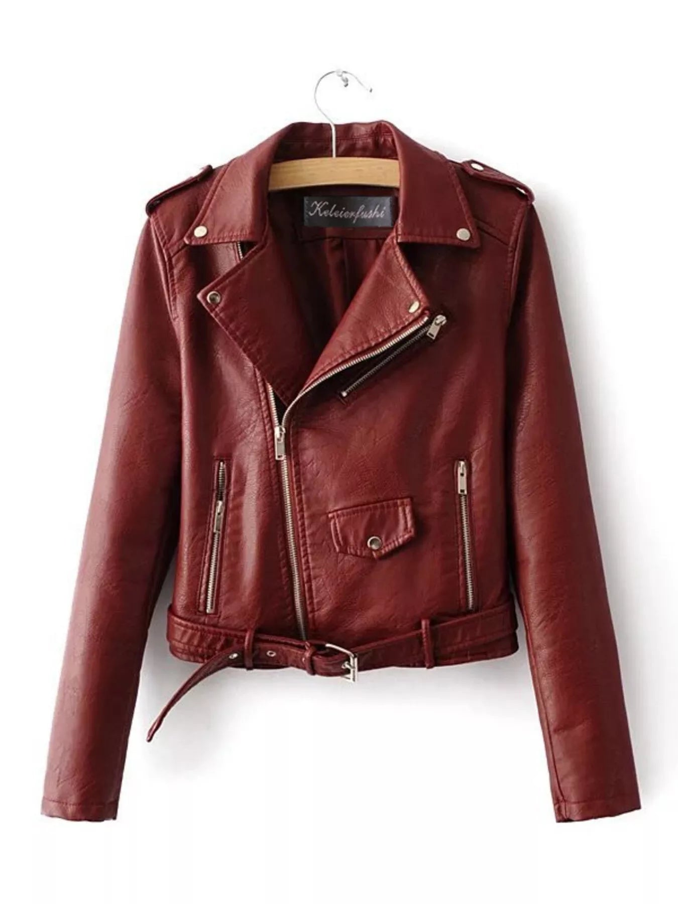 Full Size Zip Up Leather Motorcycle Biker Jacket Plus Size - Tigbul's Variety Fashion Shop