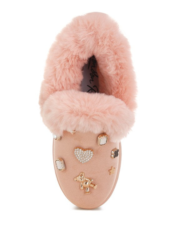 Zeta Charm Detail Slip On Snow Boots - Tigbul's Variety Fashion Shop
