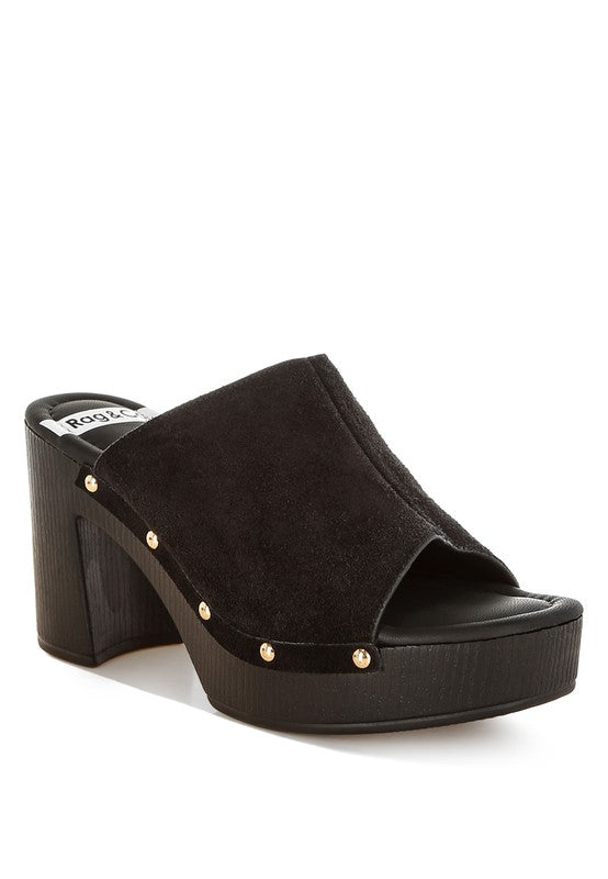 Masaki Soft Suede Leather Wooden Clogs - Tigbul's Variety Fashion Shop
